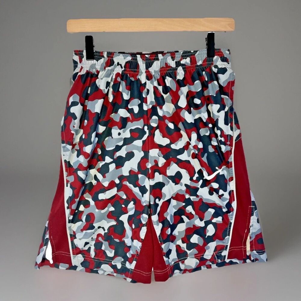 Nike Dri-FIT Basketball Shorts Men's Small Camouflage Red/Black/Grey Drawstring